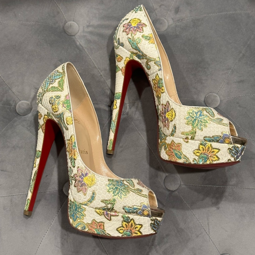 Christian Louboutin Lady Peep In Python Size 37 - image 1